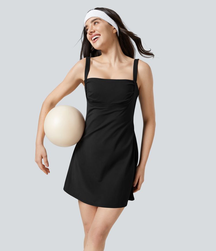 SoftlyZero™ Plush 2-in-1 Pocket Flare Mini Active Dress-Easy Peezy Edition