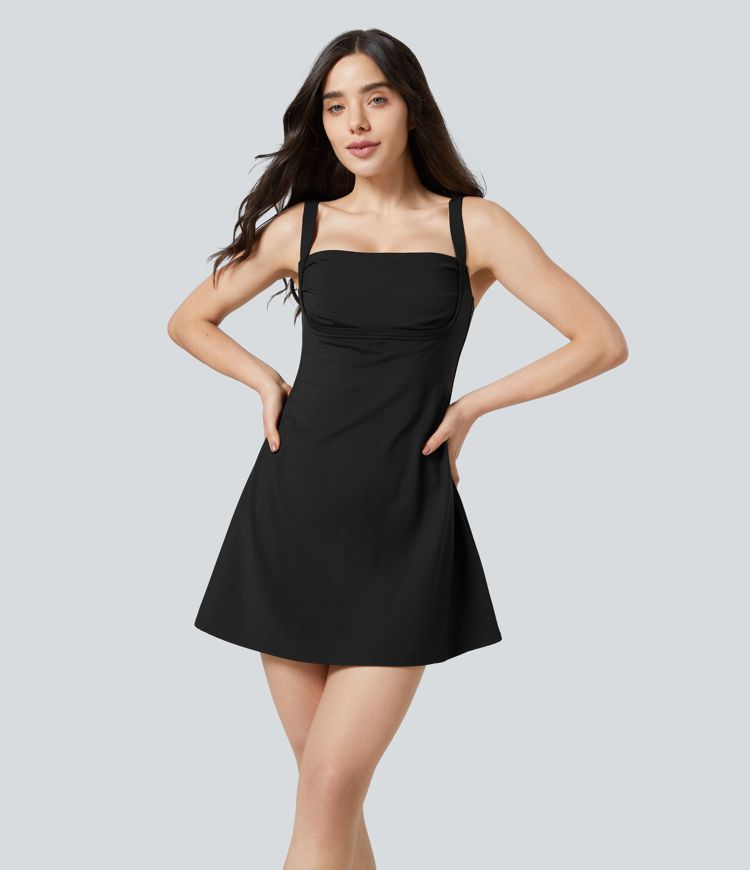 SoftlyZero™ Plush 2-in-1 Pocket Flare Mini Active Dress-Easy Peezy Edition