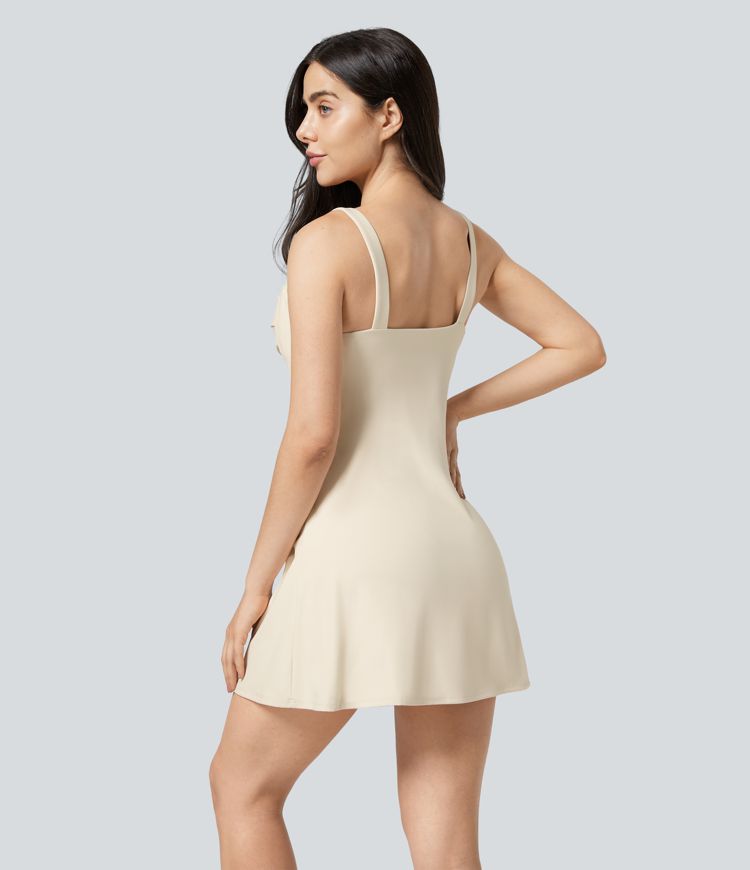 SoftlyZero™ Plush 2-in-1 Pocket Flare Mini Active Dress-Easy Peezy Edition