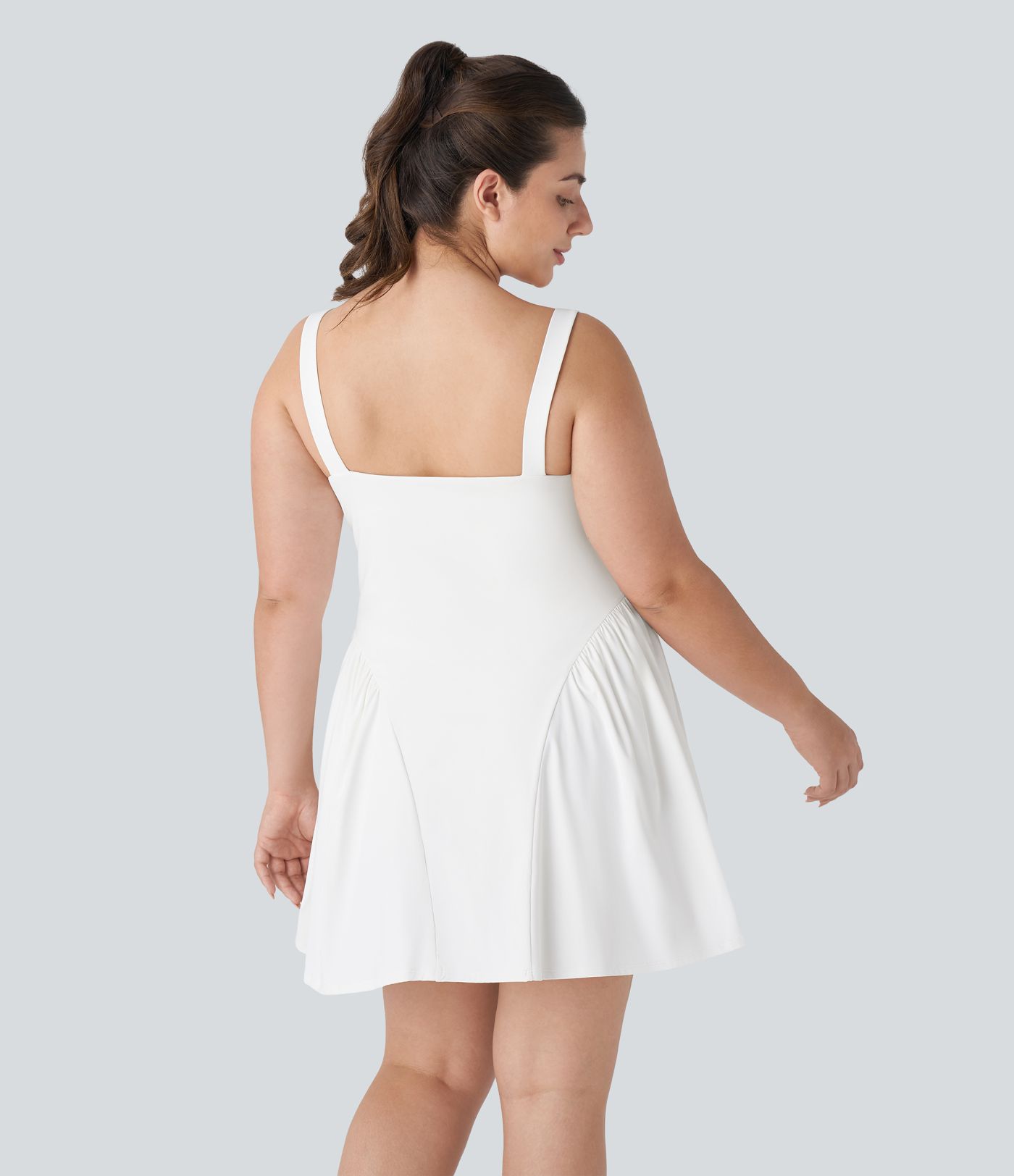 Vestido activo talla grande lazo delantera sin espalda bolsillo 2 en 1 Mini Slip Danza edición Easy Peezy
