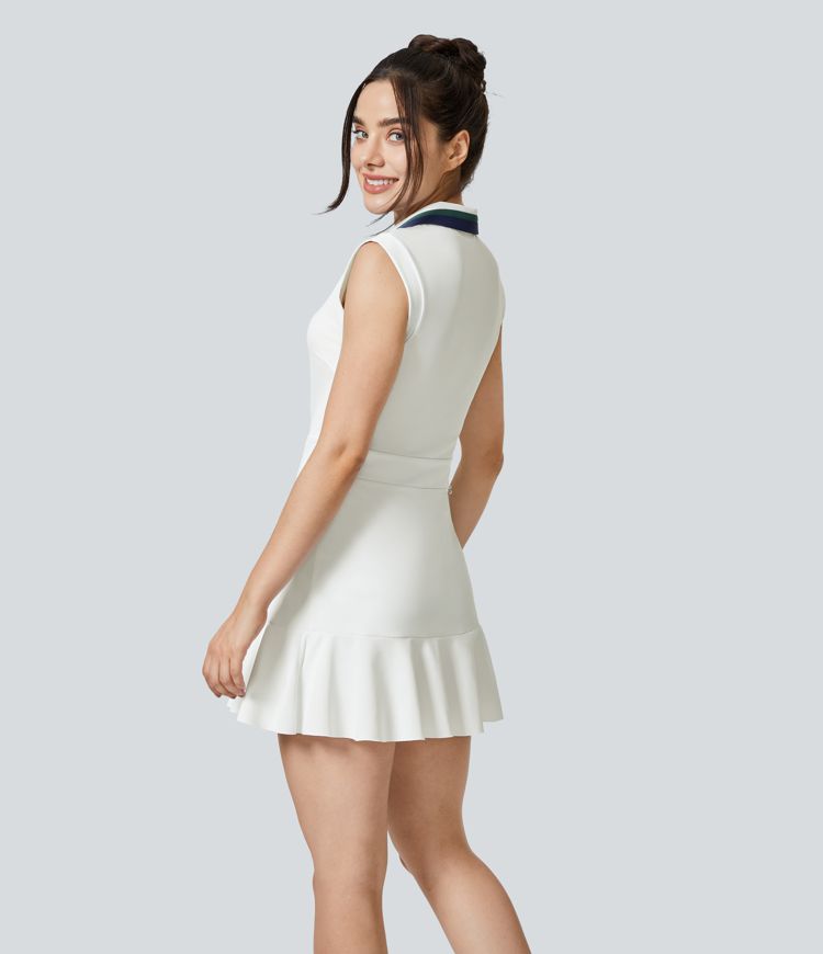 Collar Zipper 2-Piece Pocket Cool Touch Mini Golf Active Dress-Golf Tee Pocket