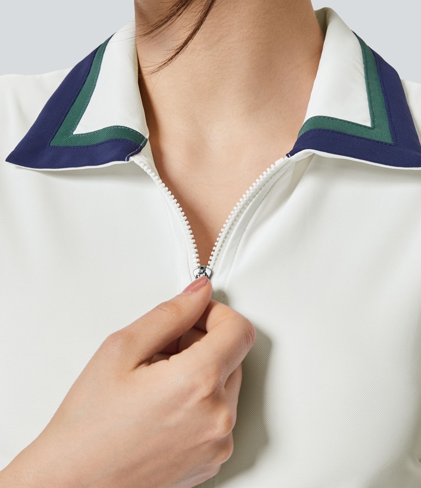 Collar Zipper 2-Piece Pocket Cool Touch Mini Golf Active Dress-Golf Tee Pocket