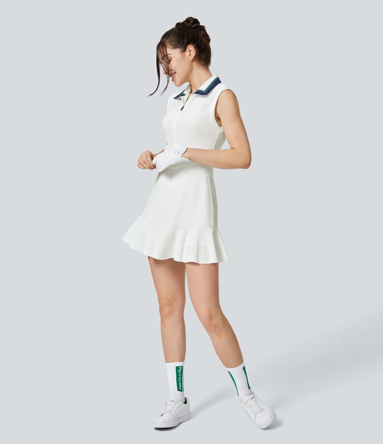 Collar Zipper 2-Piece Pocket Cool Touch Mini Golf Active Dress-Golf Tee Pocket