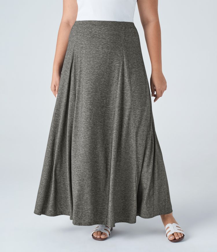 Falda maxi acampanada tiro alto cremallera lateral talla grande