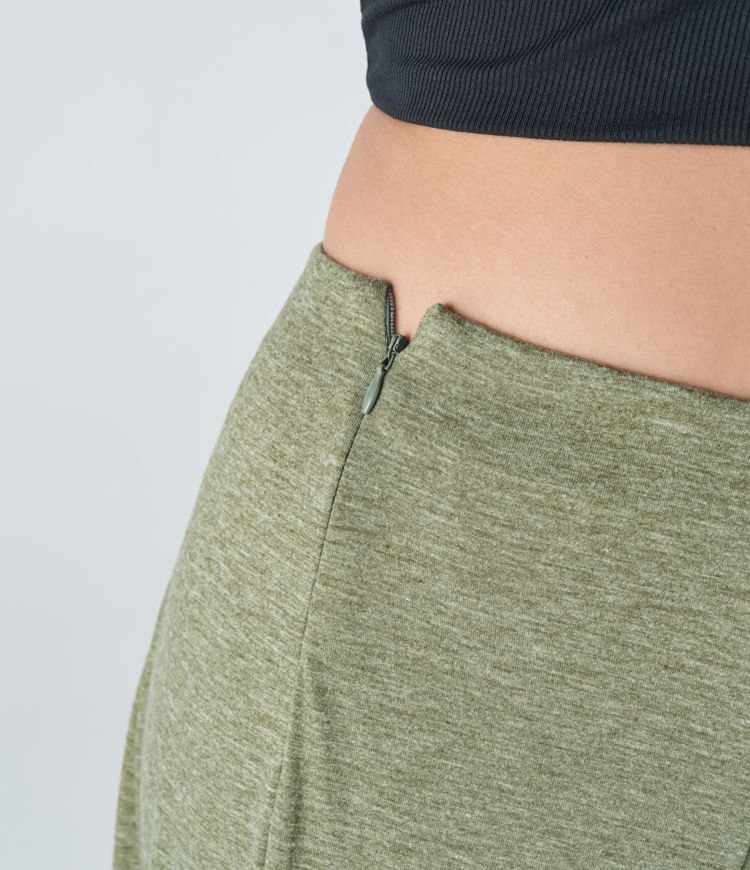 High Waisted Side Zipper Maxi Flare Casual Plus Size Skirt