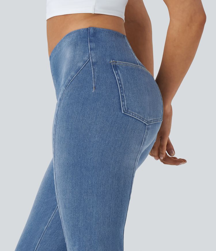 Halara Flex™ Jegging Casual Moulant Tricoté Extensible à Taille Moyenne avec Poches au Dos Toucher Frais et Effet Lavé