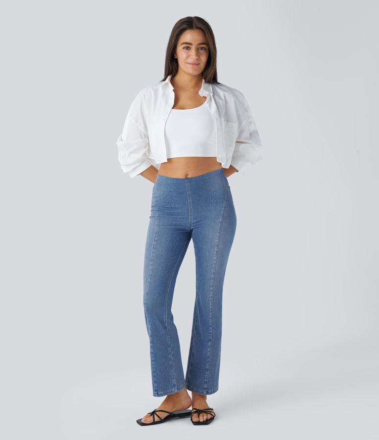 Halara Flex™ Jegging Casual Moulant Tricoté Extensible à Taille Moyenne avec Poches au Dos Toucher Frais et Effet Lavé