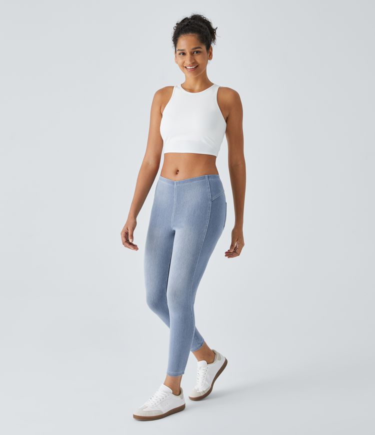 Leggings Halara Flex™ Denim 7/8 elástico bolsillo trasero tiro medio