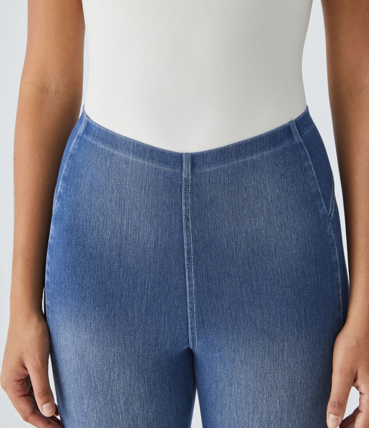 Halara Flex™ Pull-On Mid-Rise Back Pocket Stretch Knit Denim Casual 7/8 Leggings