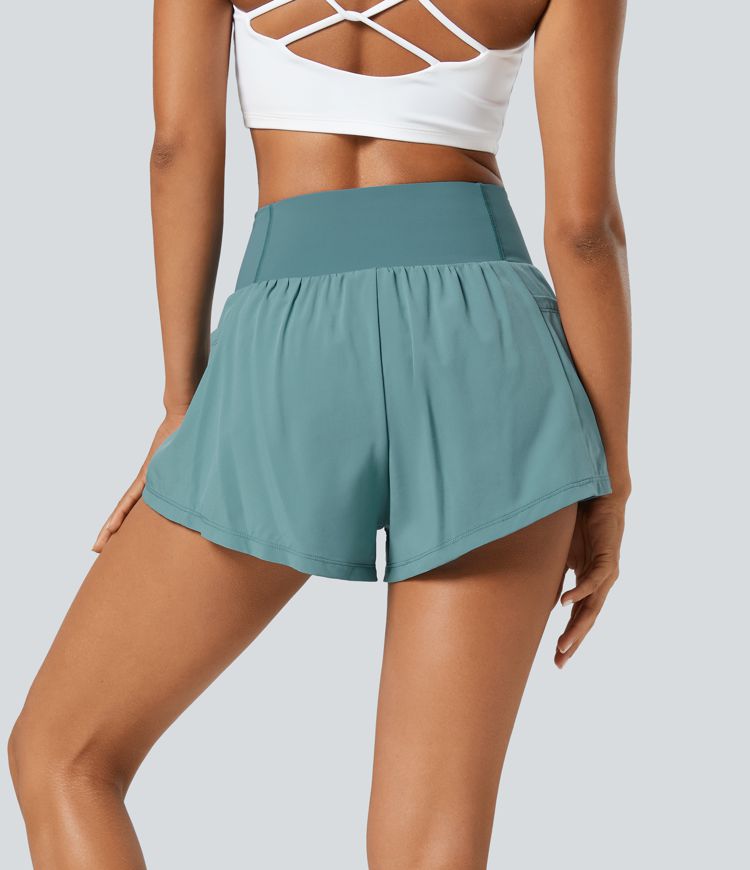 Pantalones cortos yoga SoCinched 2 en 1 bolsillo lateral moldeador abdomen tiro alto