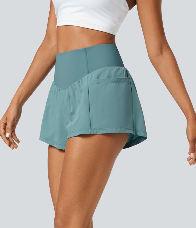 Pantalones cortos yoga SoCinched 2 en 1 bolsillo lateral moldeador abdomen tiro alto