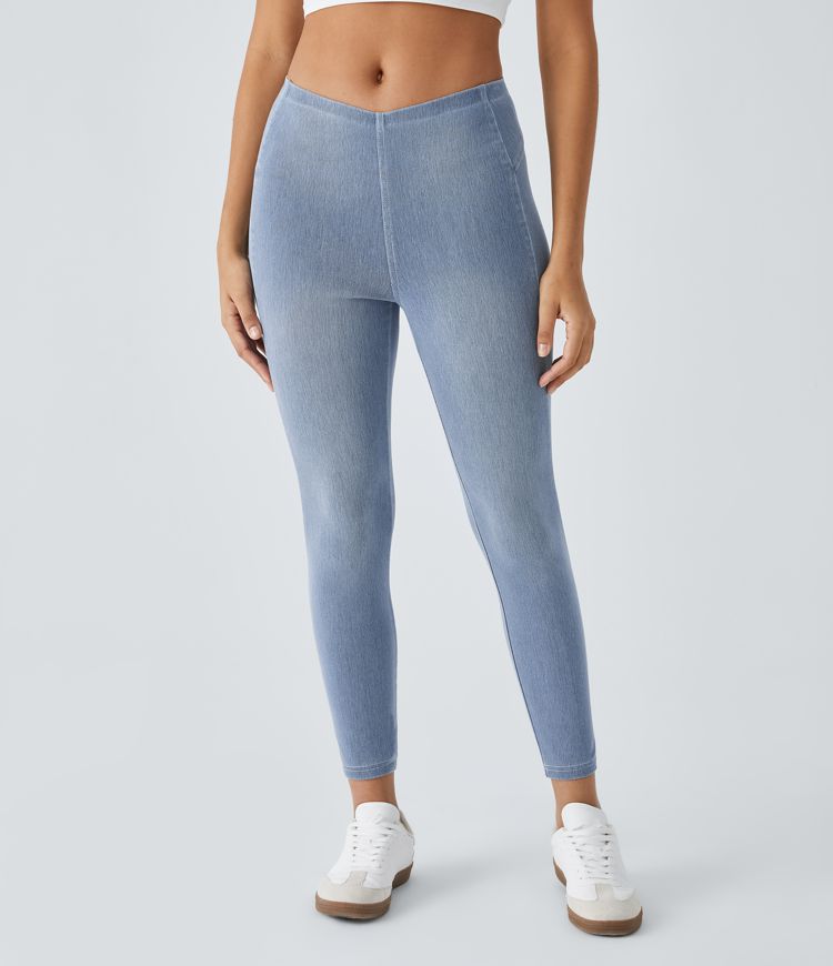 Leggings Halara Flex™ Denim 7/8 elástico bolsillo trasero tiro medio
