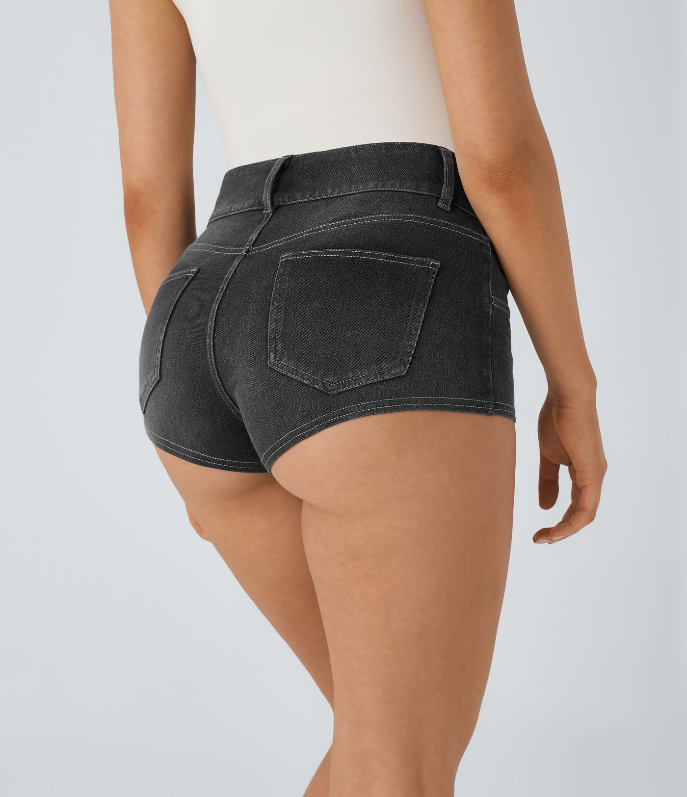 Halara Flex™ Mid-Rise Stretch Knit Denim Casual Shorts with Backside Pockets