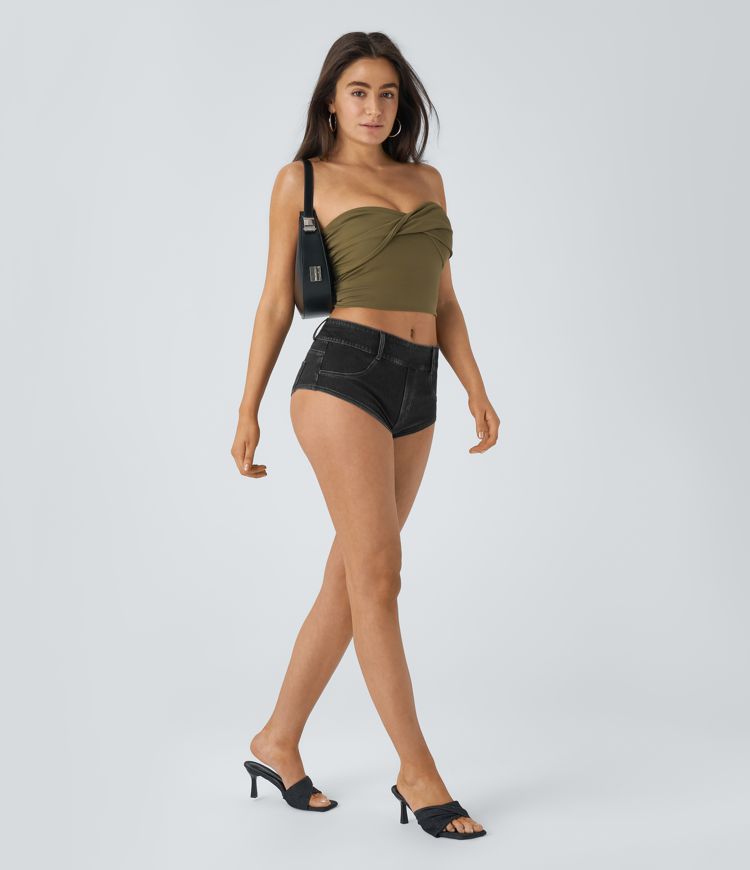 Pantalón corto Halara Flex™ Denim elástico ajustado múltiple bolsillo tiro medio 2.5cm