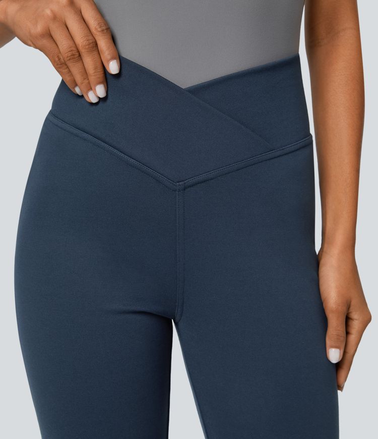 Halara Flex™ Crossover High Waisted Back Pocket Slim Ankle Length Work Trousers