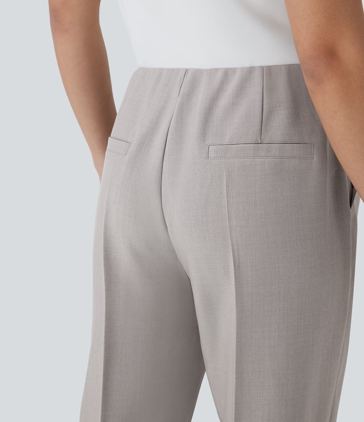 Mid Rise Side Pocket Casual Tapered Trousers