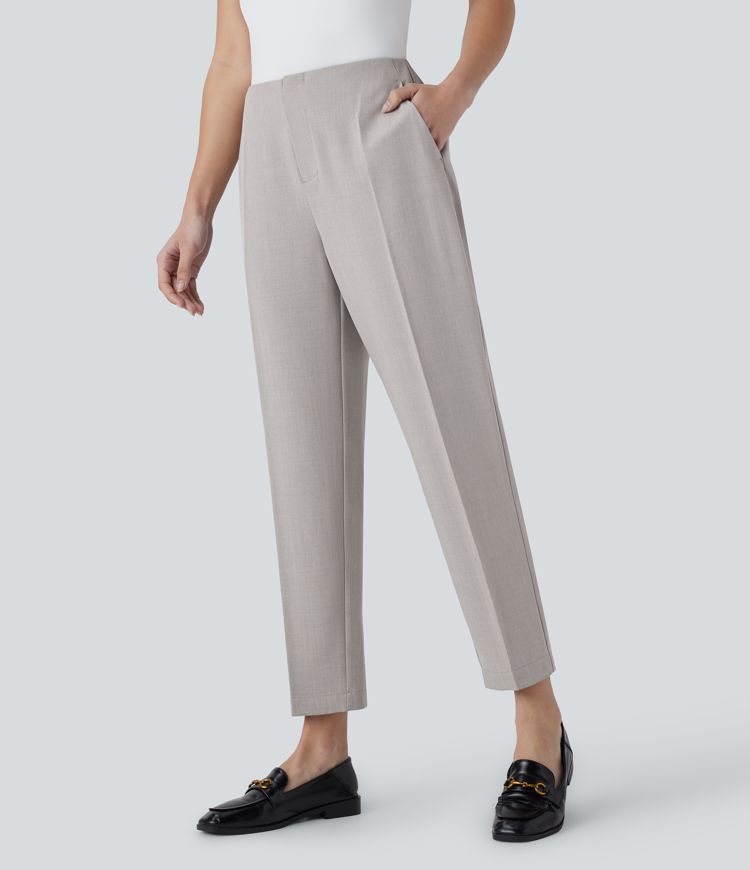 Mid Rise Side Pocket Casual Tapered Trousers