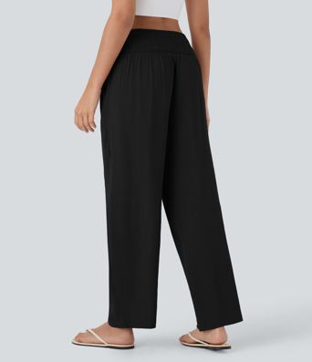 Mid Rise Shirred Pocket Pants
