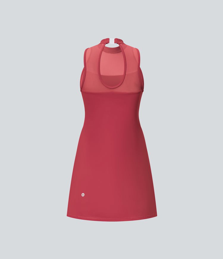 Robe Sport Danse 2 en 1 Dos Nu Fente Boucle en Maille Contrastée Poche Latérale - Édition Easy Peasy