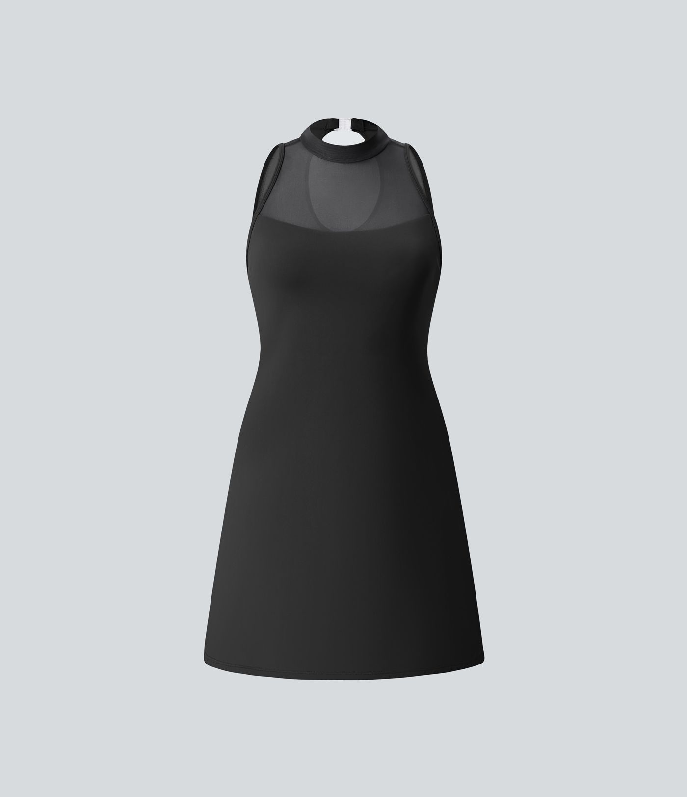 Contrast Mesh Buckle Backless Split 2-in-1 Side Pocket Dance Active Dress - Easy Peasy Edition