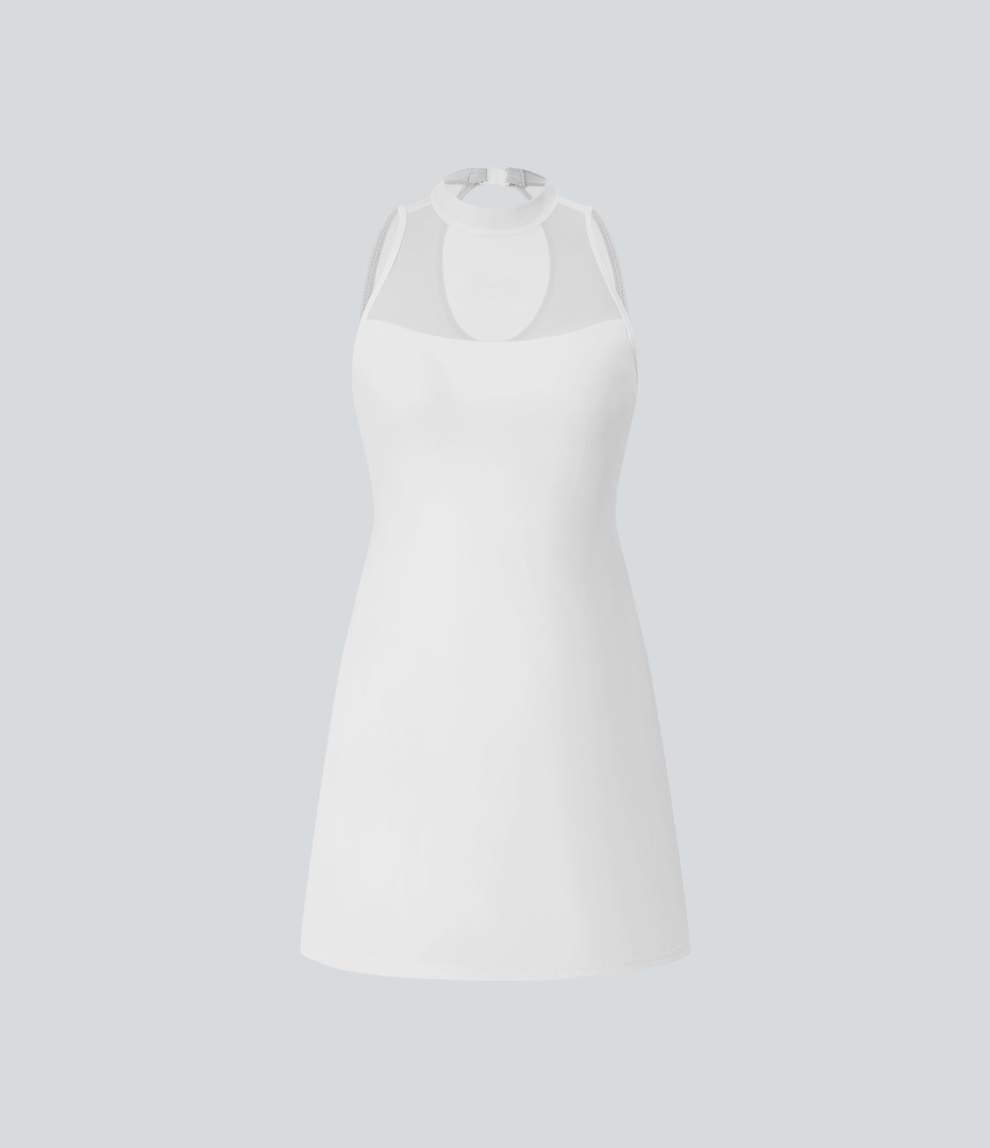 Vestido activo baile bolsillo lateral 2 en 1 dividido sin espalda hebilla malla contrastante - Edición Easy Peezy