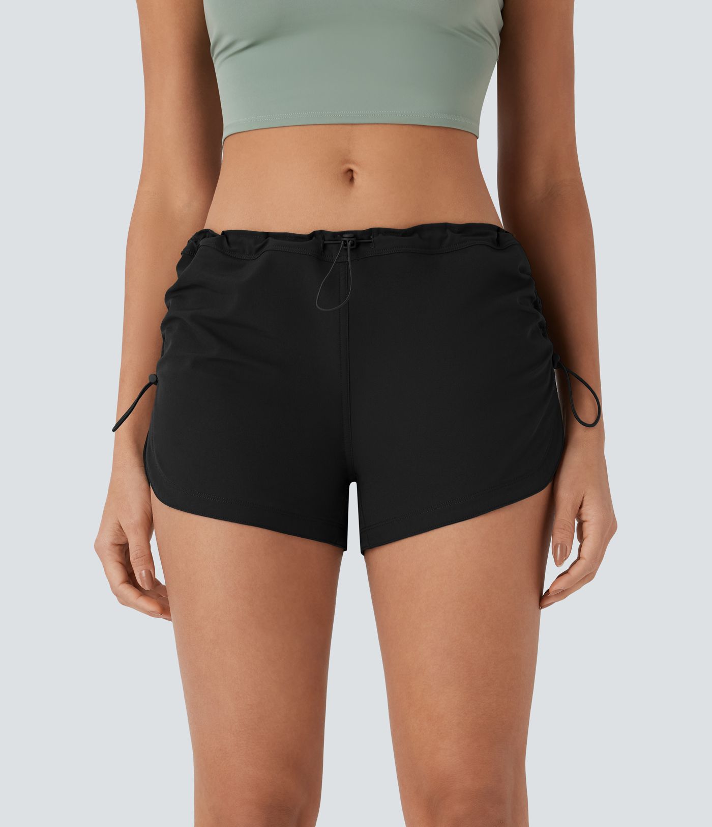 Low Rise Pocket Curved Hem Casual Shorts