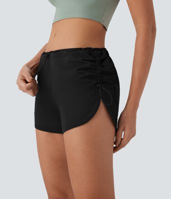 Low Rise Pocket Curved Hem Casual Shorts