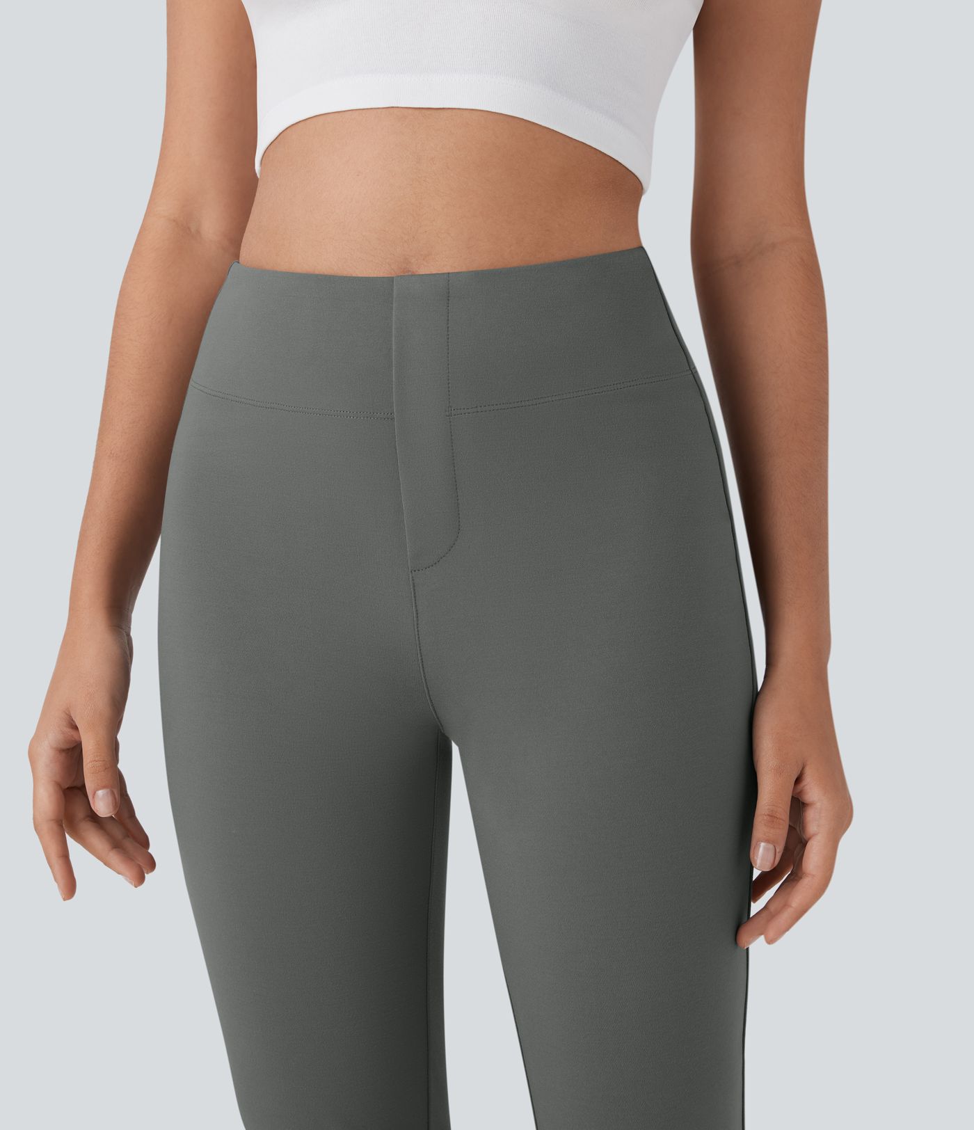 Pantalones pirata casuales de tiro alto con bolsillos