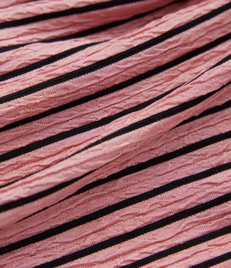 Lässige, gestreifte Hose mit hohem Bund, Seitentaschen und weitem Bein