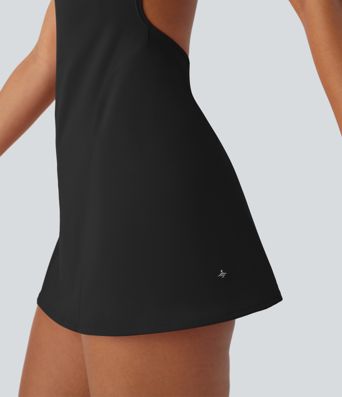 SoftlyZero™ Airy Adjustable Buckle 2-in-1 Mini Cool Touch Yoga Active Dress with Pockets-Easy Peezy-UPF50+