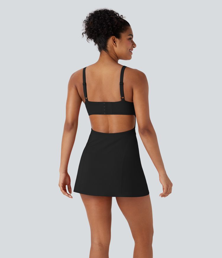 SoftlyZero™ Airy Adjustable Buckle 2-in-1 Mini Cool Touch Yoga Active Dress with Pockets-Easy Peezy-UPF50+