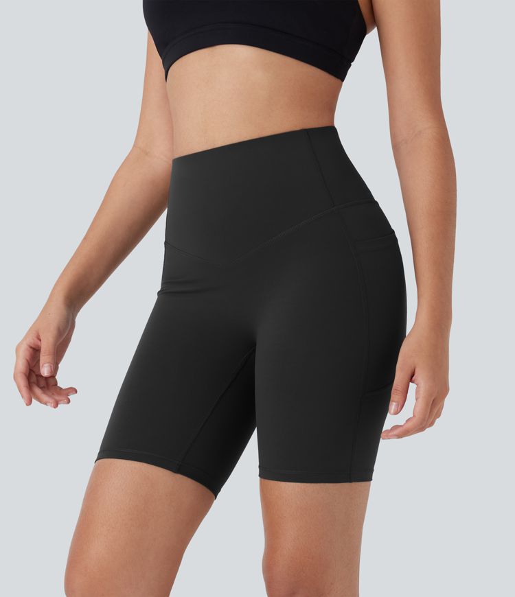 Halara UltraSculpt™ High Waisted Butt Lifting Tummy Control Pocket Shaping Women Gym Running Biker Shorts 7''