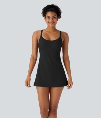 SoftlyZero™ Airy Adjustable Buckle 2-in-1 Mini Cool Touch Yoga Active Dress with Pockets-Easy Peezy-UPF50+
