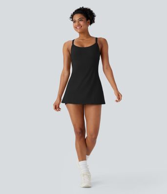 SoftlyZero™ Airy Adjustable Buckle 2-in-1 Mini Cool Touch Yoga Active Dress with Pockets-Easy Peezy-UPF50+