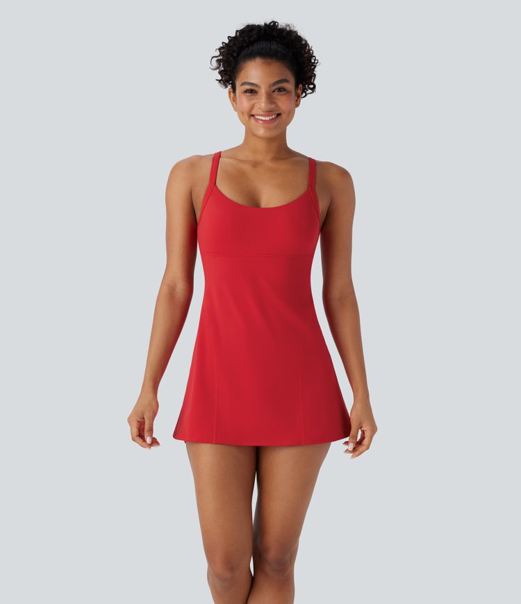 Softlyzero™ Airy Backless Adjustable Buckle 2-in-1 Mini Cool Touch Yoga Active Dress with Pockets-Easy Peezy-UPF50+