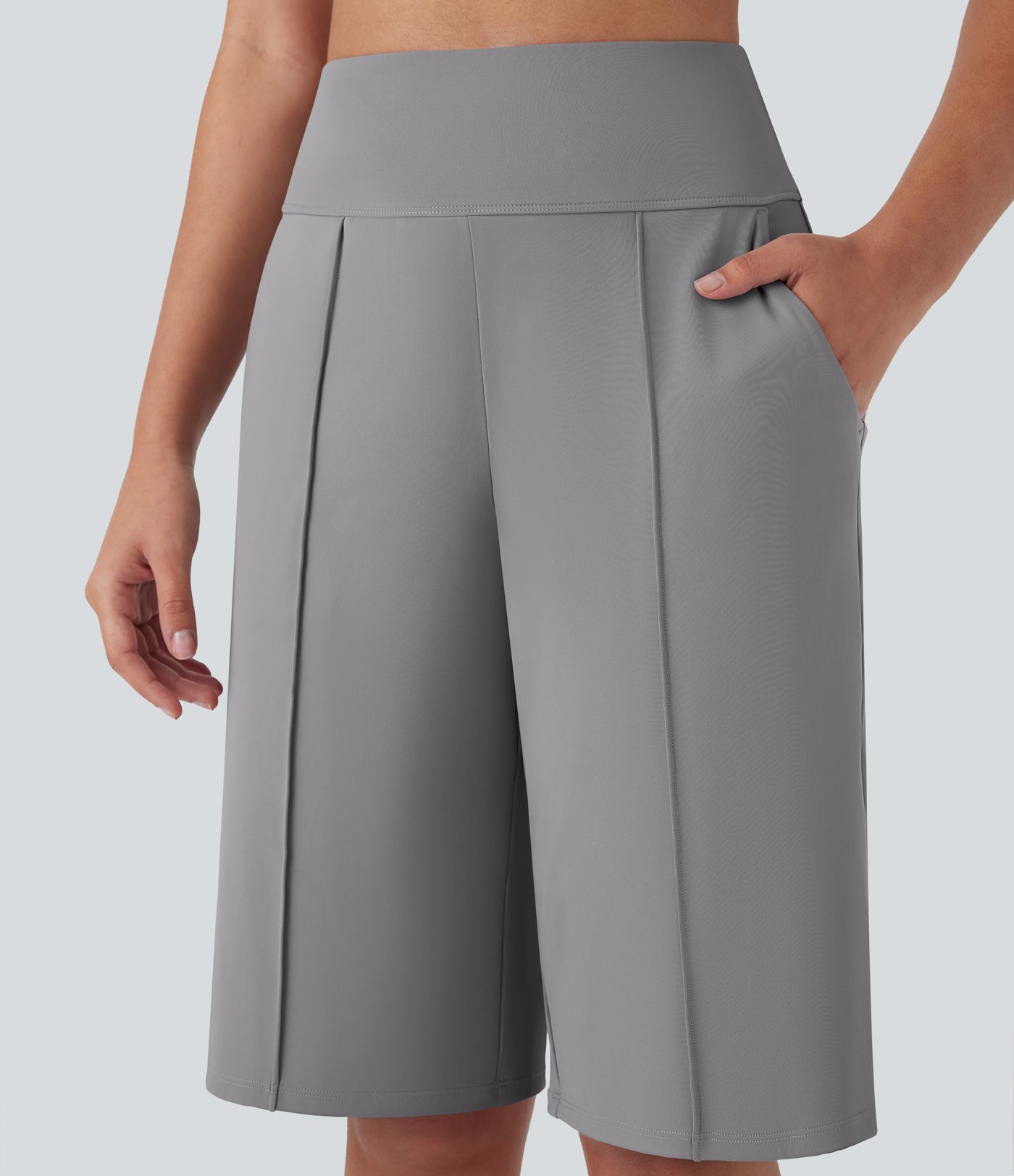 Softlyzero™ Airy High Waisted Side Pocket Straight Leg  Workout Bermuda Shorts-UPF50+