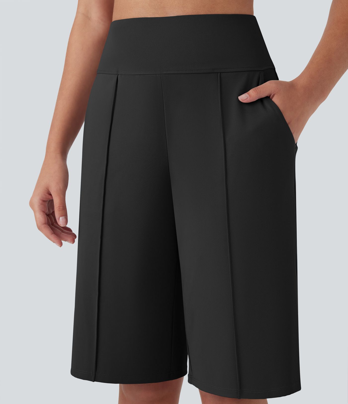 SoftlyZero™ Luftige High-Waist-Bermuda-Shorts mit Taschen, Gerade Geschnitten, Kühlender Touch, Workout-Shorts - UPF50+