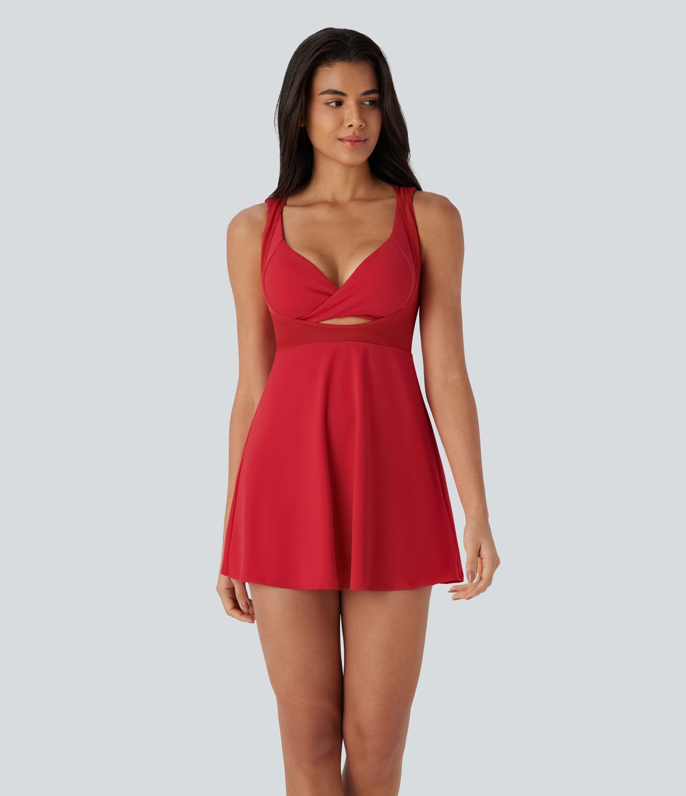 Mini-robe active de danse Softlyzero™ Airy 2 pièces avec dos nu, bretelles croisées, découpes, toucher frais, poches latérales et protection UPF50+