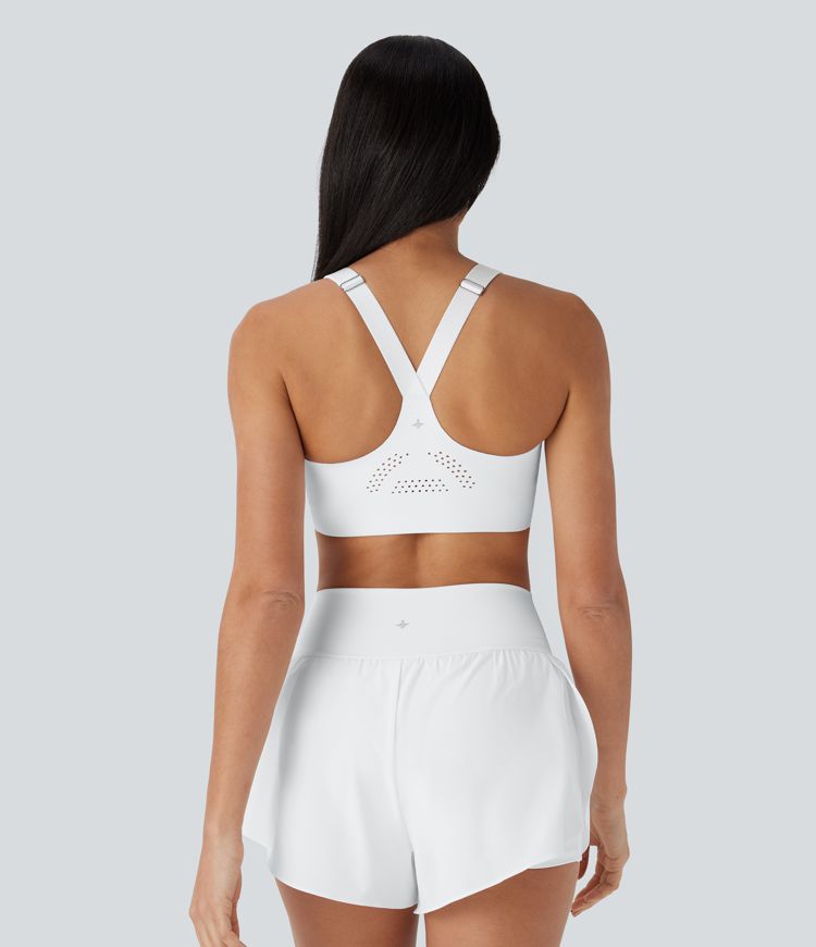 Brassière de sport running SpeedWave™ à maintien moyen, bonnets moulés, bretelles réglables, fermeture éclair et tissu perforé à séchage rapide