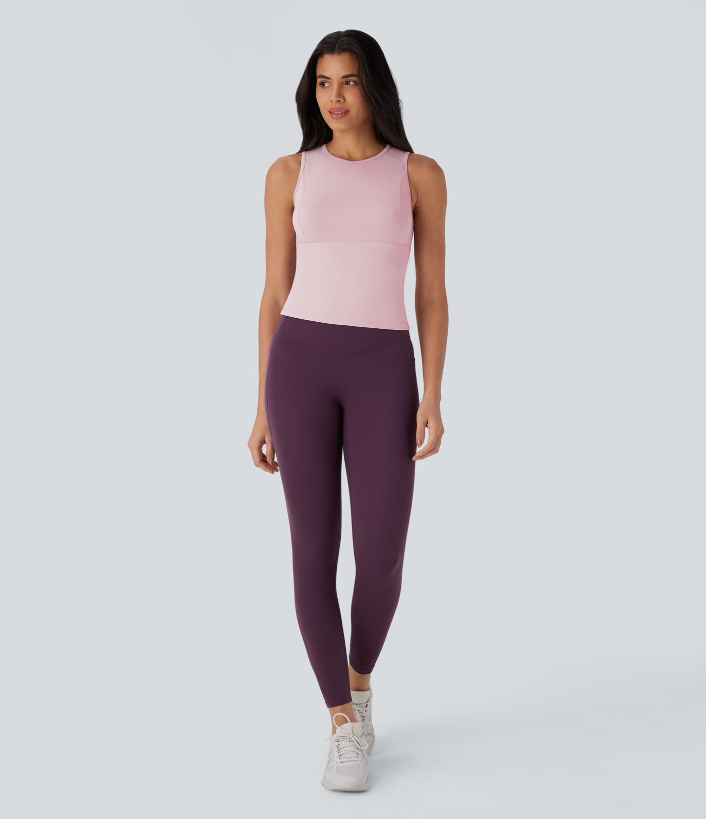 Camiseta yoga sin mangas cuello redondo color liso