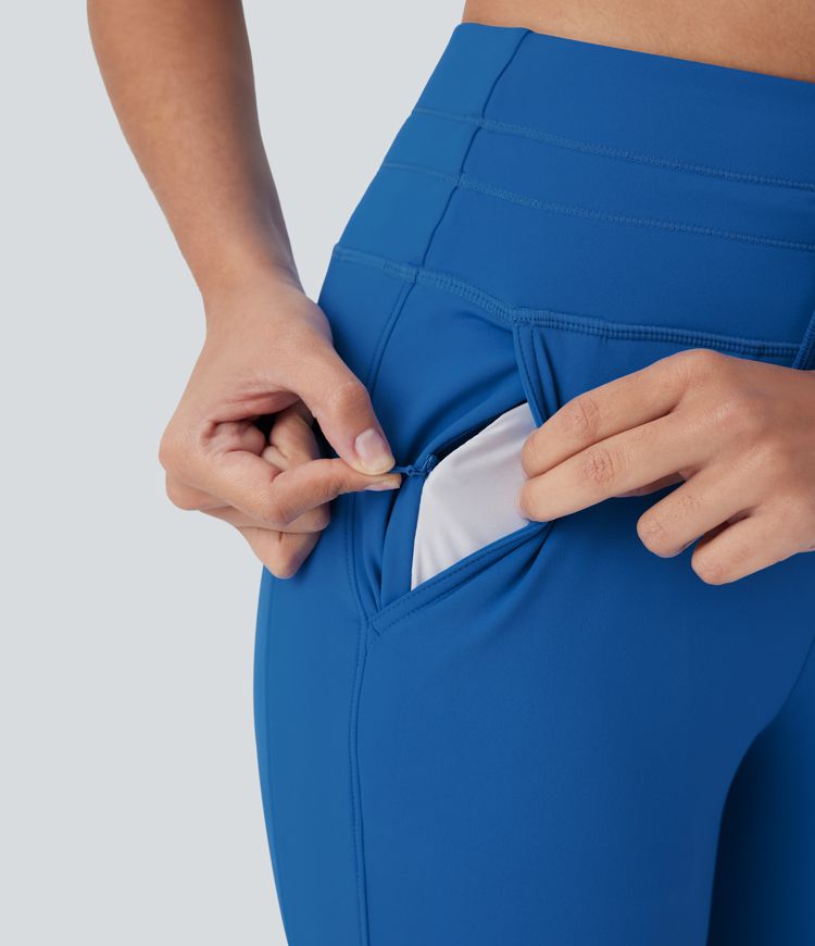 Pantalón Softlyzero™ Plush deportivo yoga pedal bolsillo lateral cordón tiro alto