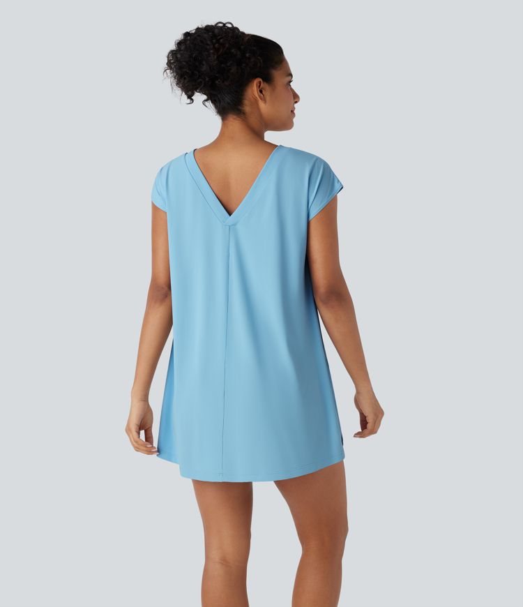 V Neck Split  Casual Cover Up-UPF50+