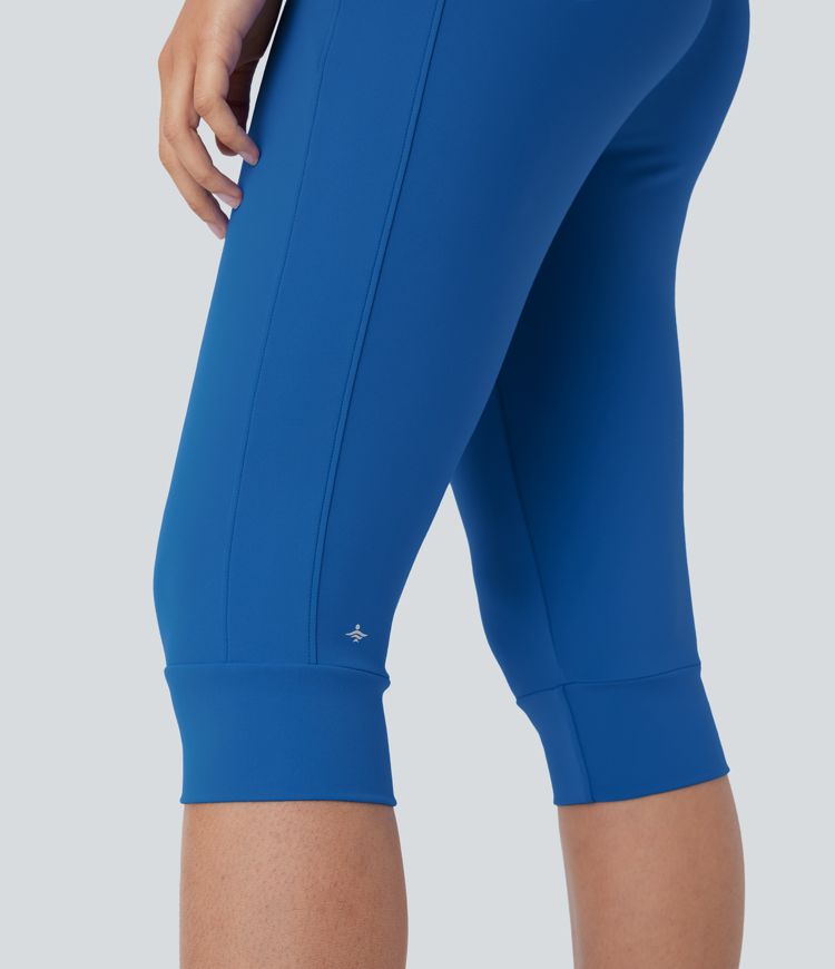 Pantalón Softlyzero™ Plush deportivo yoga pedal bolsillo lateral cordón tiro alto