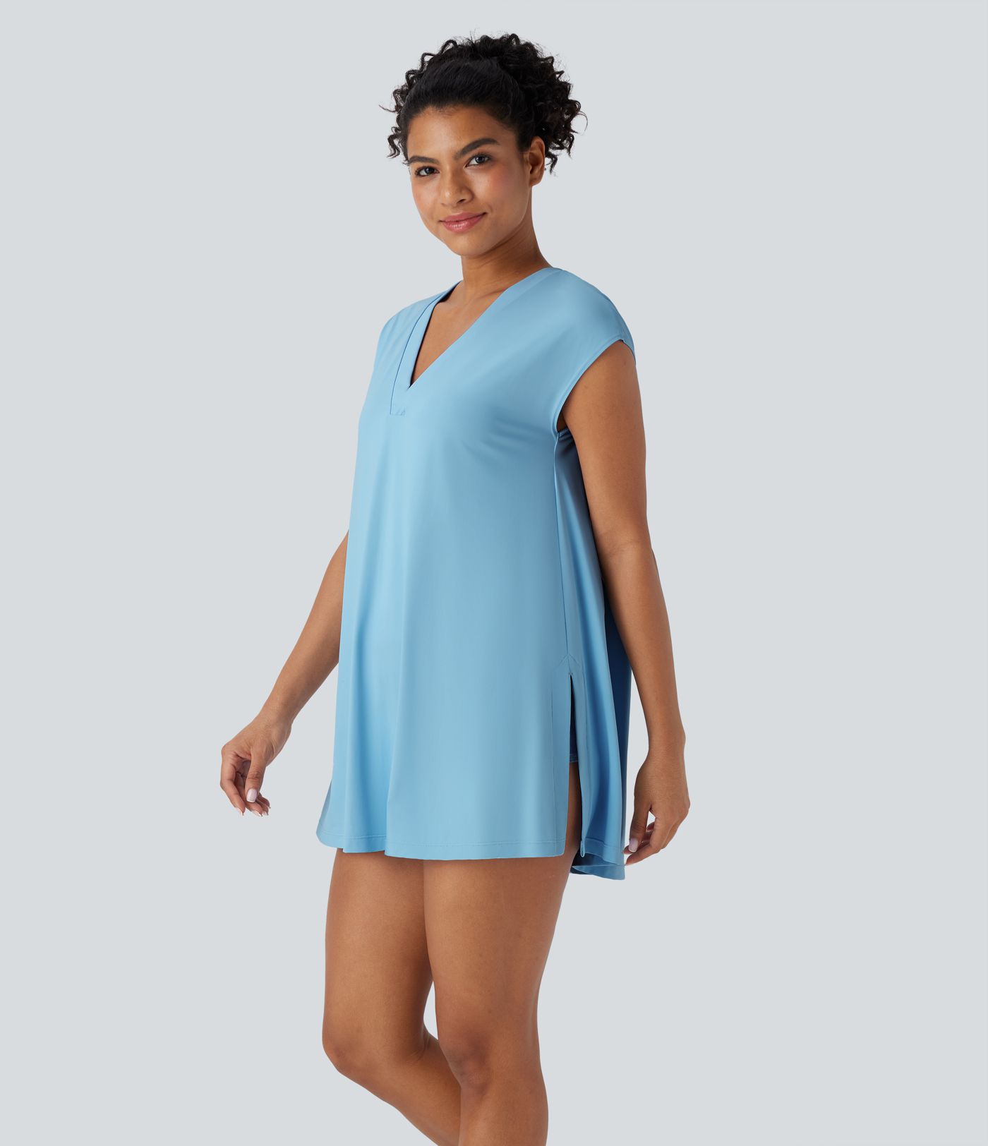 V Neck Cool Touch Casual Cover Up-UPF50+
