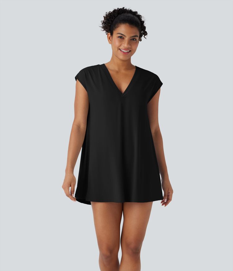V Neck InstantCool Casual Cover Up-UPF50+