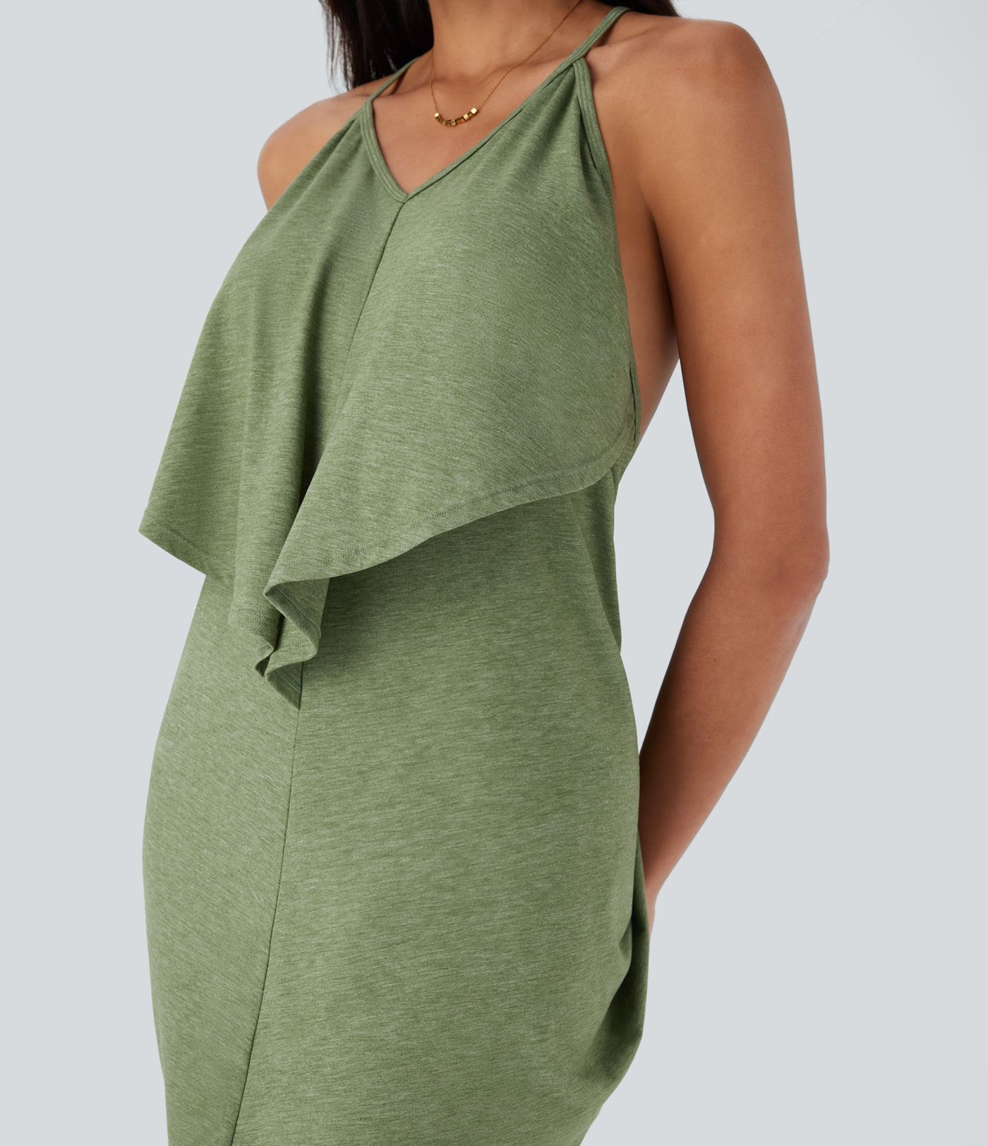 Rückenfreies Urlaubs-Minikleid mit V-Ausschnitt und Bindeband hinten