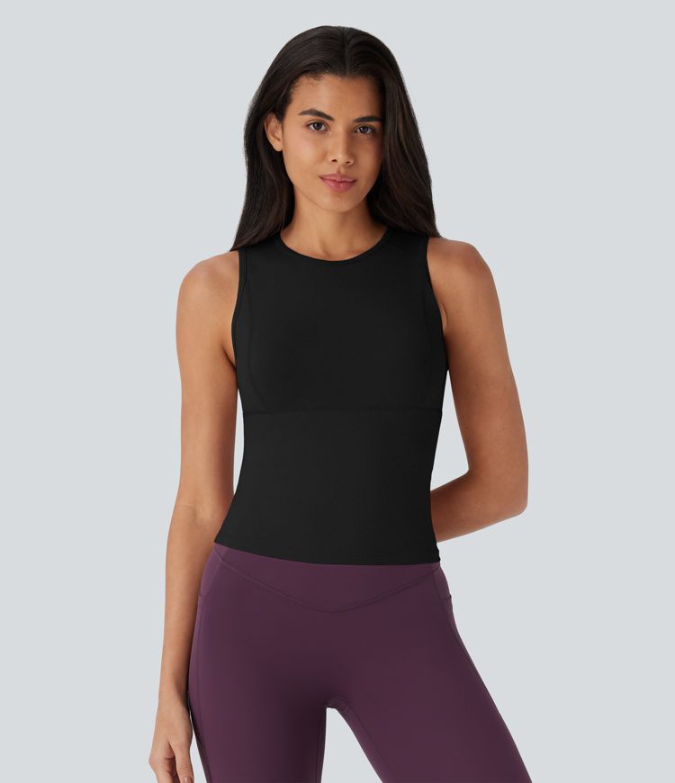 Round Neck Solid Yoga Tank Top
