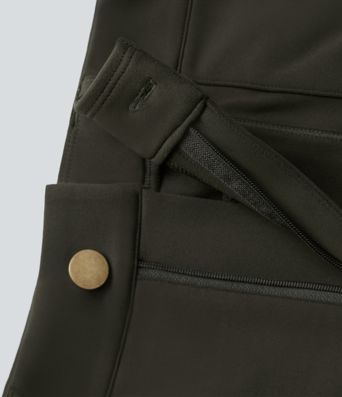 Pantalon cargo pedal pusher ajusté uni taille haute DayStretch avec poches zippées