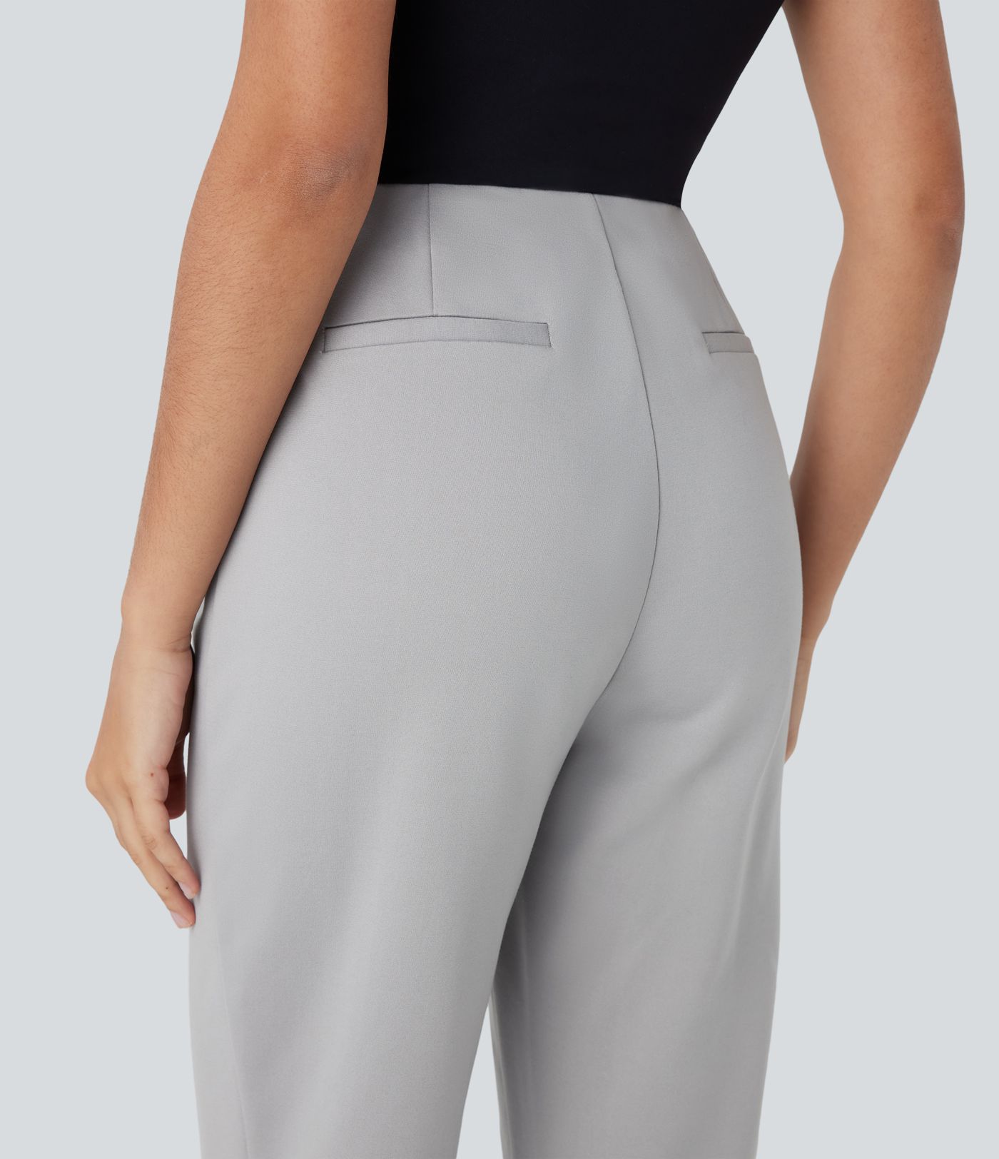 High Waisted Pocket Straight Leg Work Capri Pants