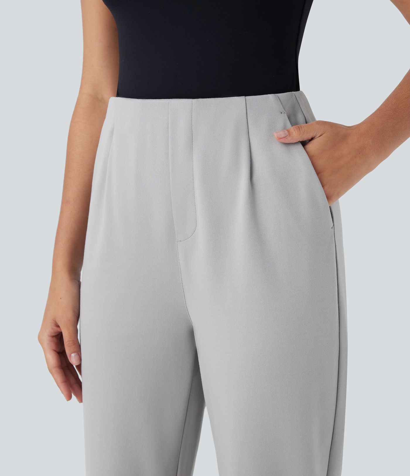 High Waisted Pocket Straight Leg Work Capri Pants
